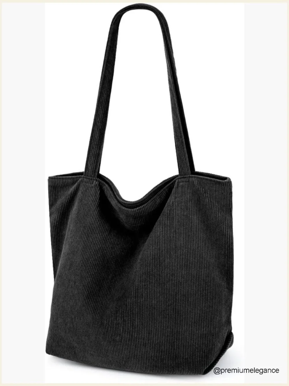 Corduroy Tote Bag with Zipper, Large Capacity Hobo Handbag for Women